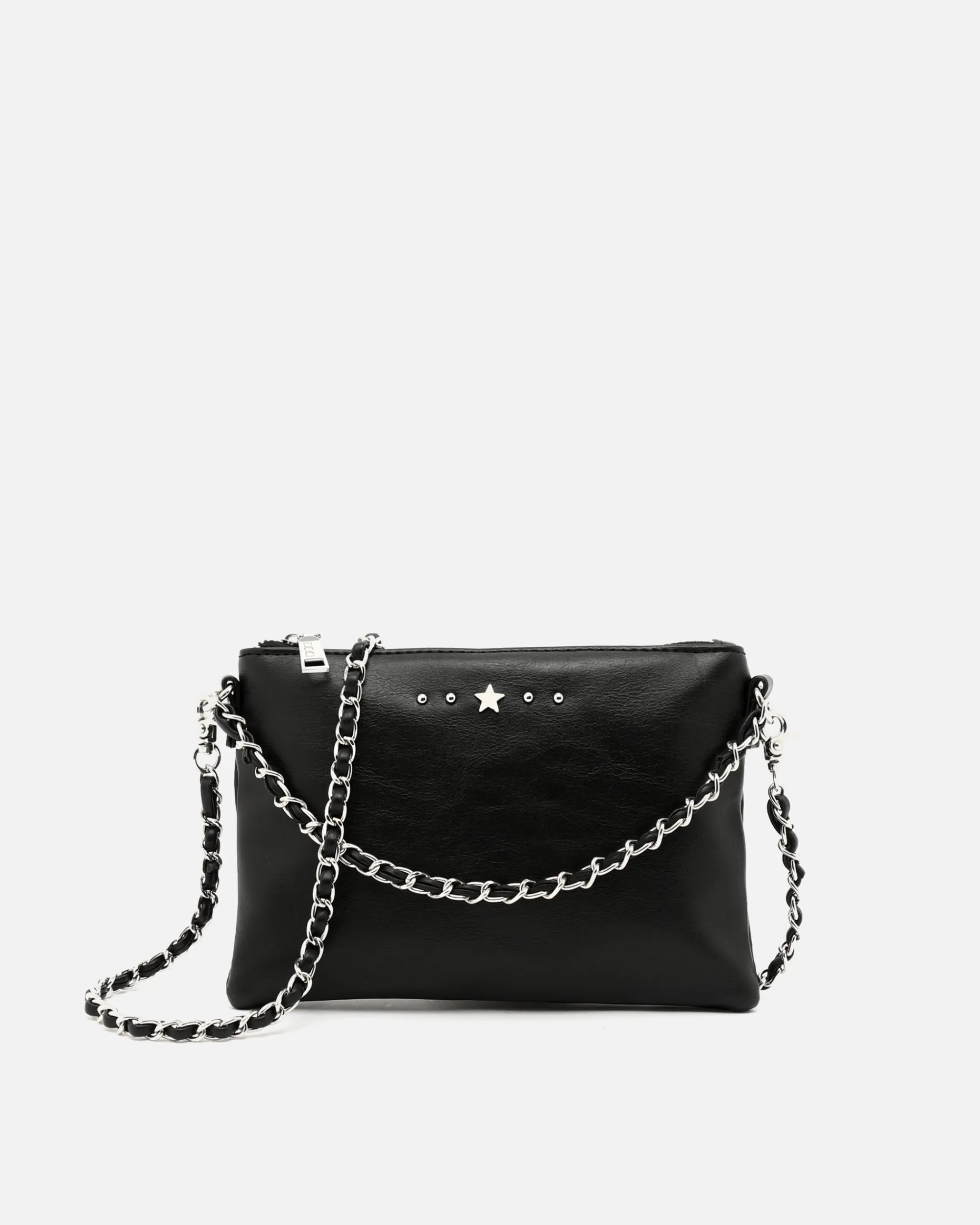 Misako Bolso bandolera de fiesta pequeño con doble cadena extraíble y detalles metálicos
