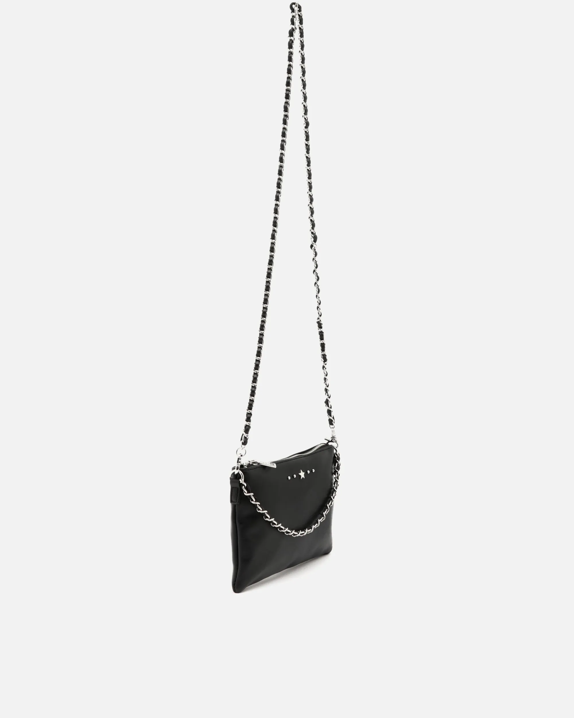 Misako Bolso bandolera de fiesta pequeño con doble cadena extraíble y detalles metálicos