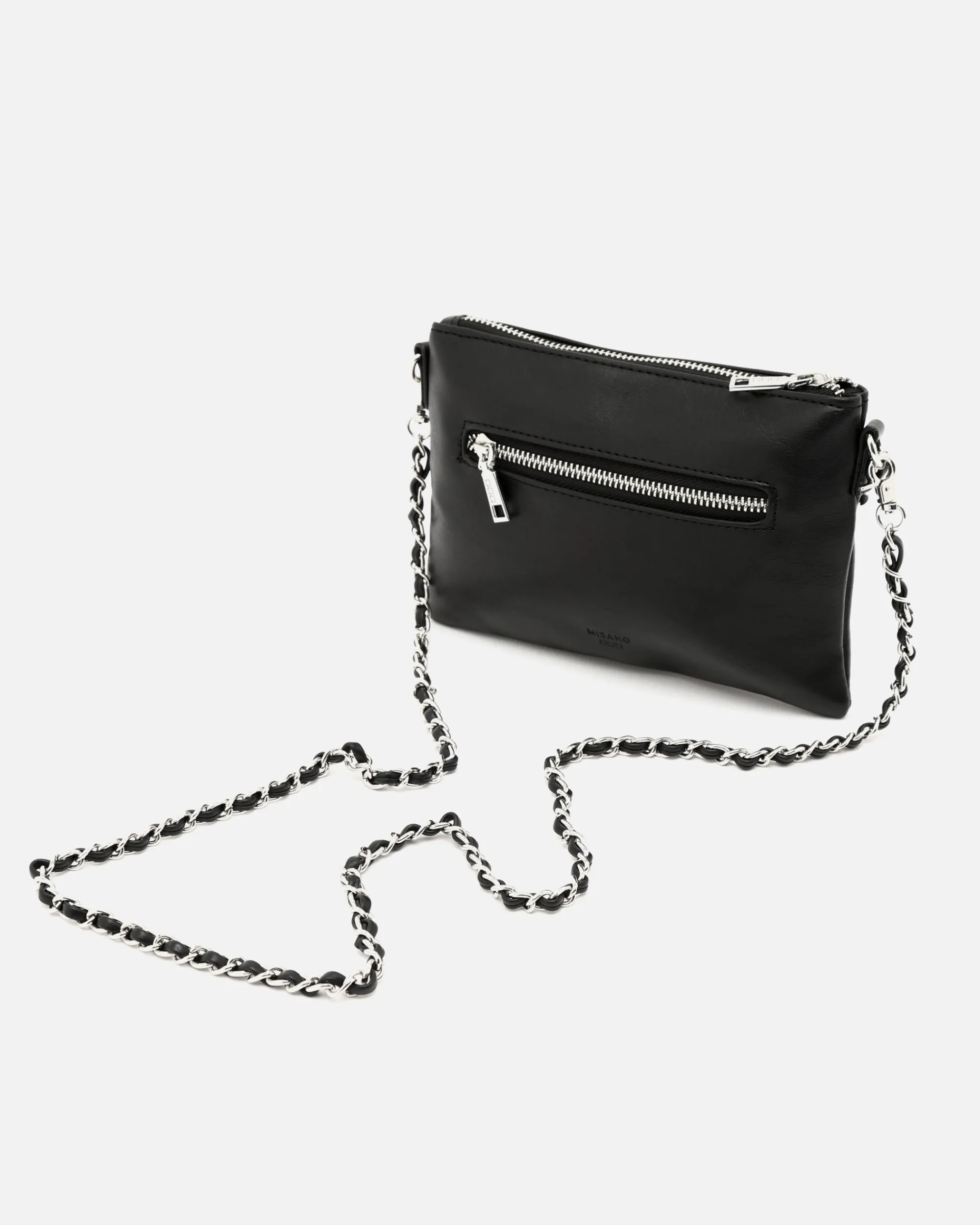 Misako Bolso bandolera de fiesta pequeño con doble cadena extraíble y detalles metálicos