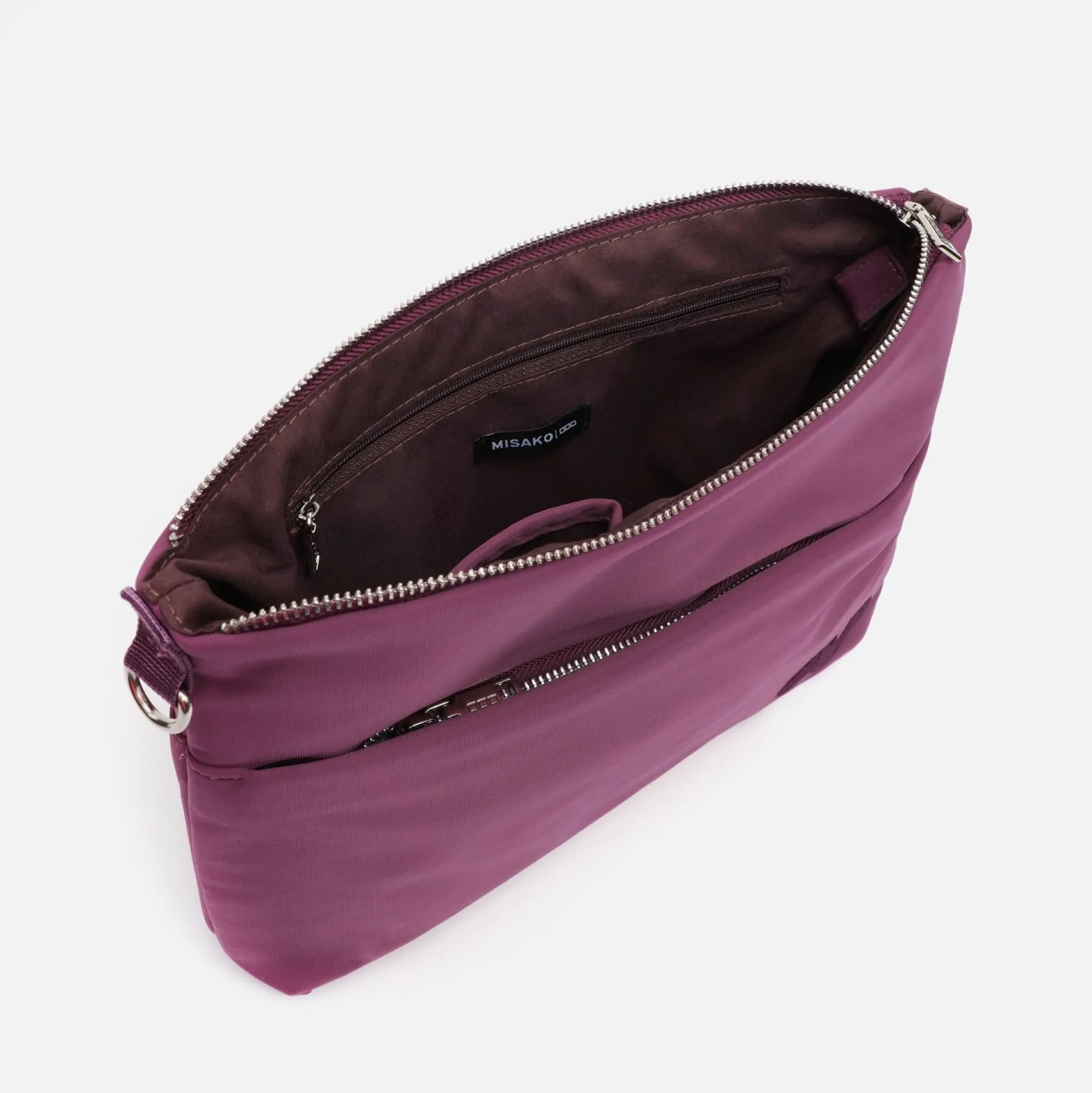 Misako Bolso bandolera de nylon con textura de neopreno
