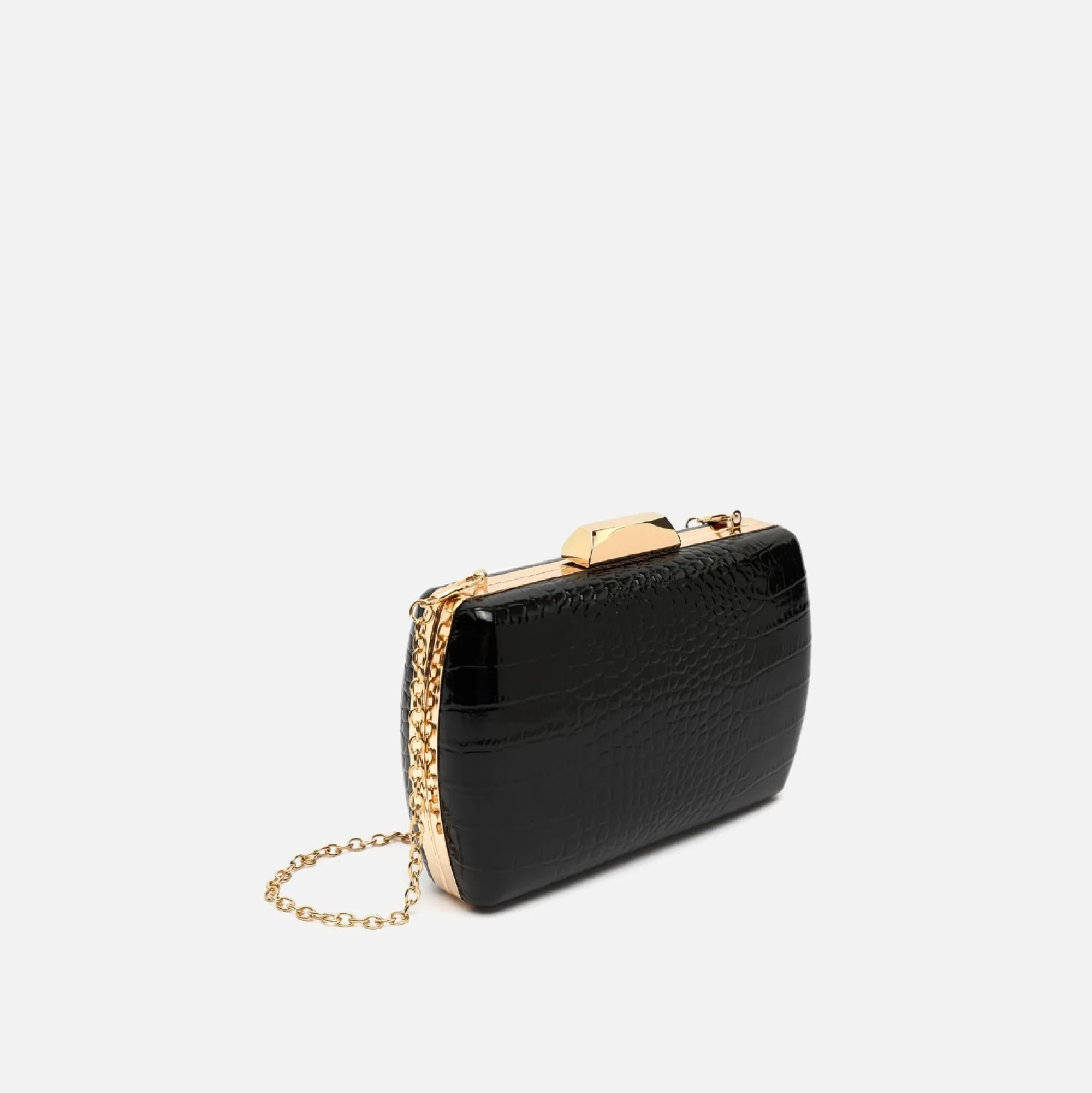 Misako Bolso de mano de fiesta con correa animal print metalizado