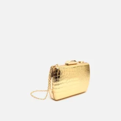 Misako Bolso de mano de fiesta con correa animal print metalizado