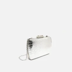 Misako Bolso de mano de fiesta con correa animal print metalizado