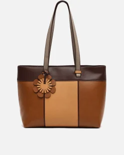 Misako Bolso shopper grande tricolor con detalle colgante