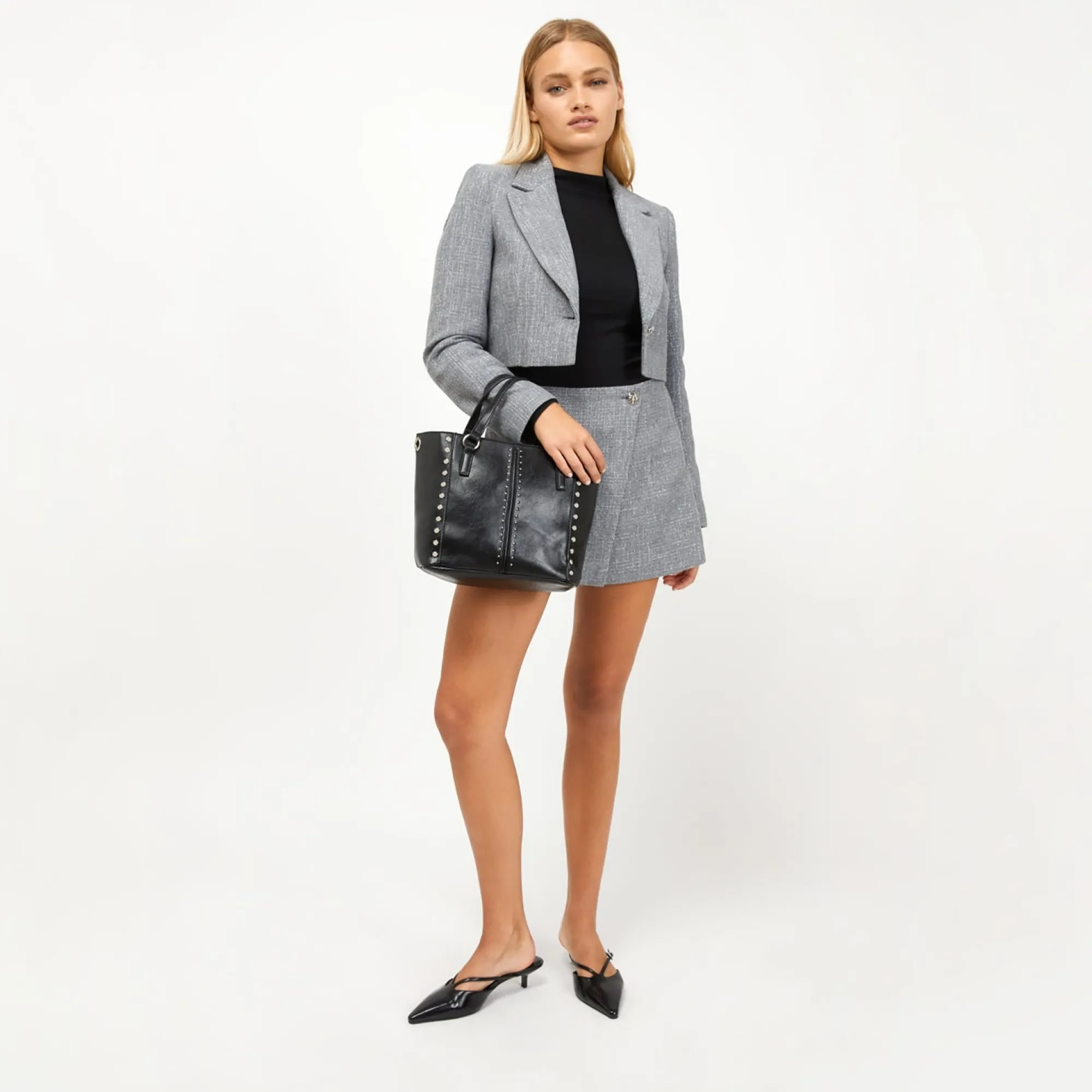 Misako Bolso tote mediano con asa bandolera extraíble y detalles metálicos