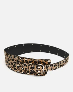 Misako Cinturón ancho animal print con detalles metálicos