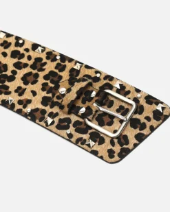 Misako Cinturón ancho animal print con detalles metálicos
