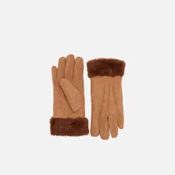 Misako Guantes de antelina con puño efecto pelo