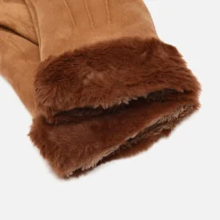 Misako Guantes de antelina con puño efecto pelo