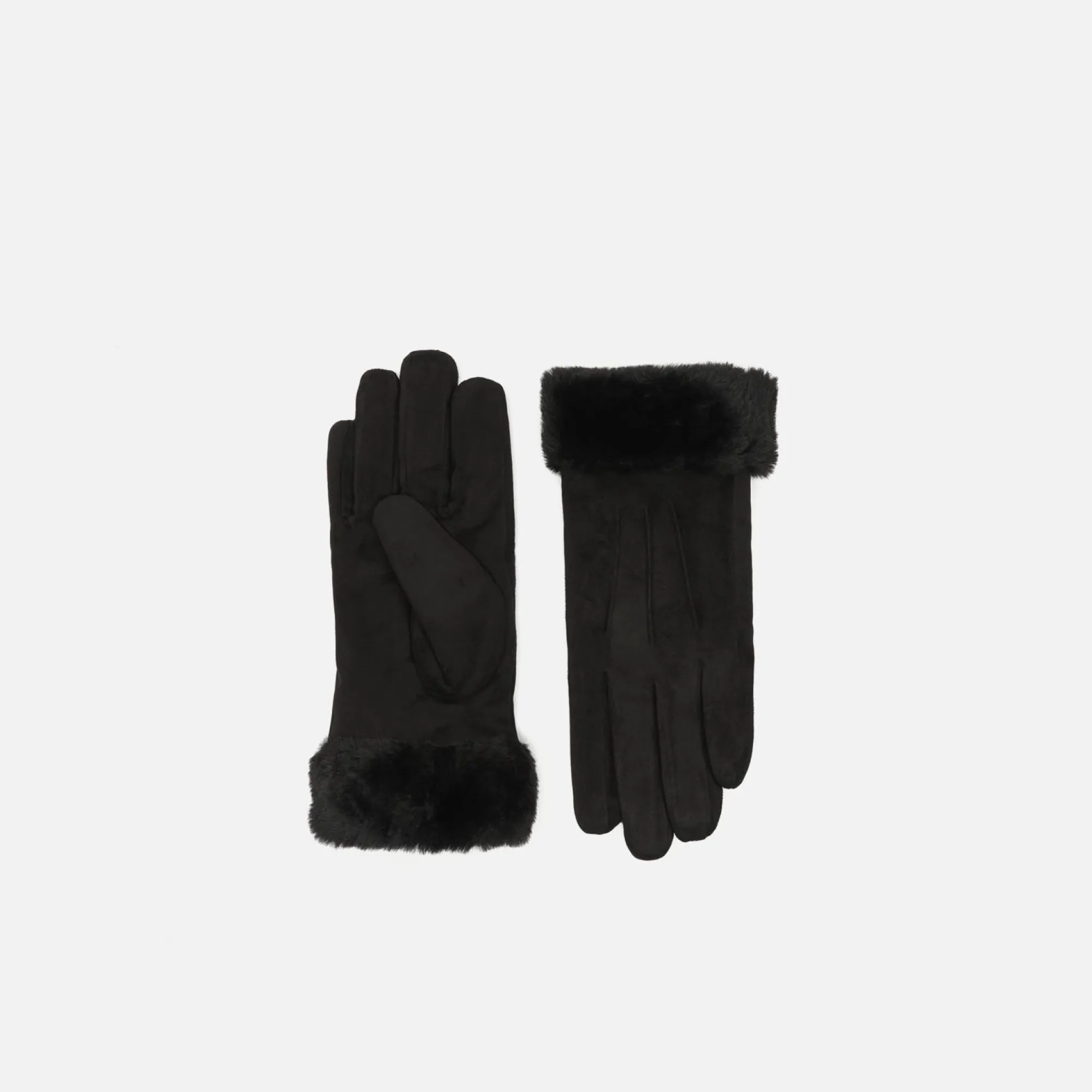 Misako Guantes de antelina con puño efecto pelo