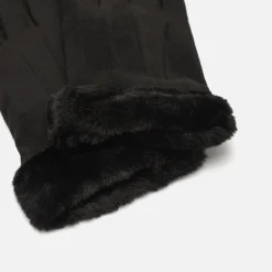 Misako Guantes de antelina con puño efecto pelo