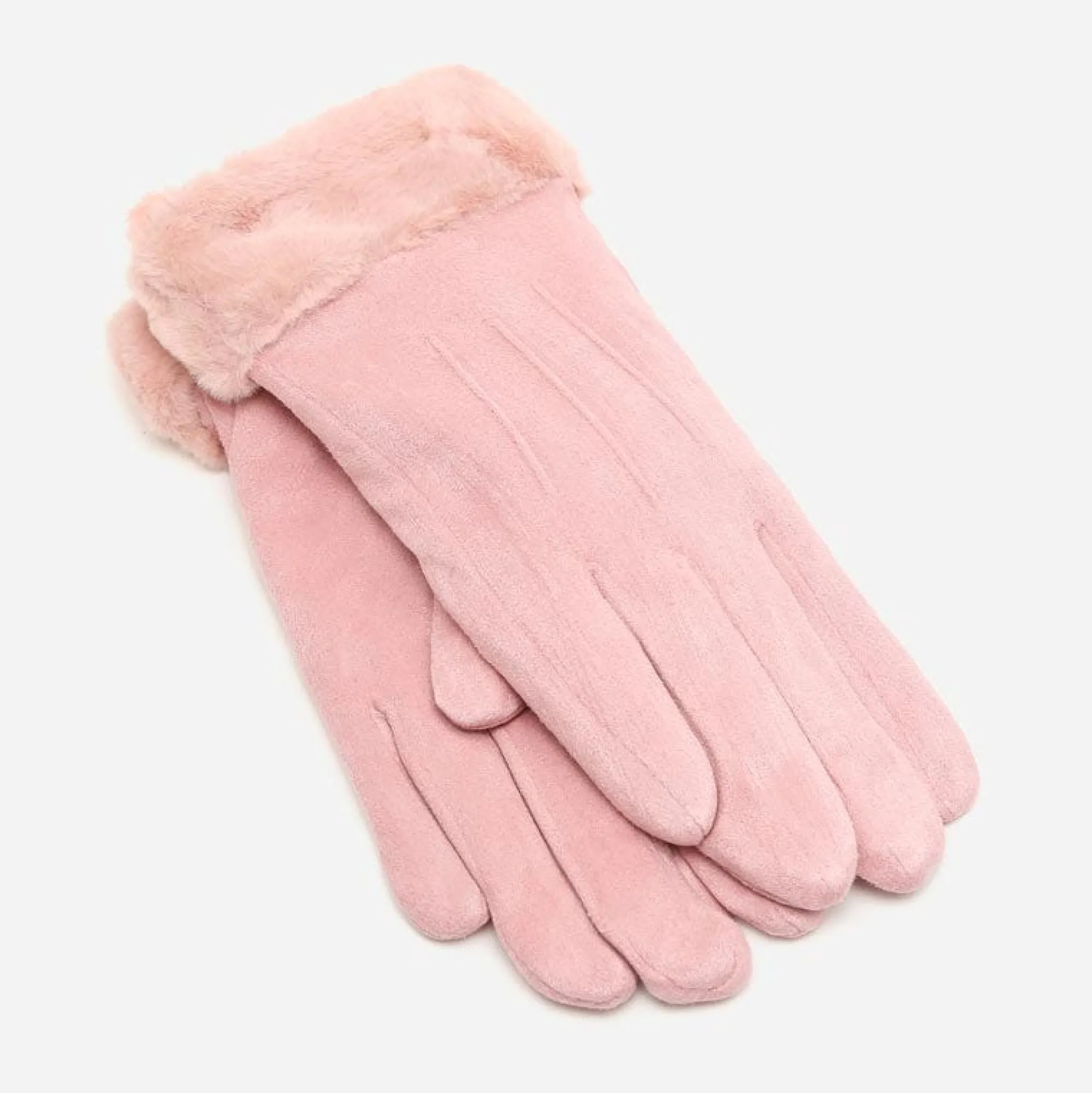 Misako Guantes de antelina con puño efecto pelo