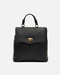 Misako Mochila con solapa y detalles metálicos