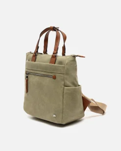 Misako Mochila de tela con asa de mano