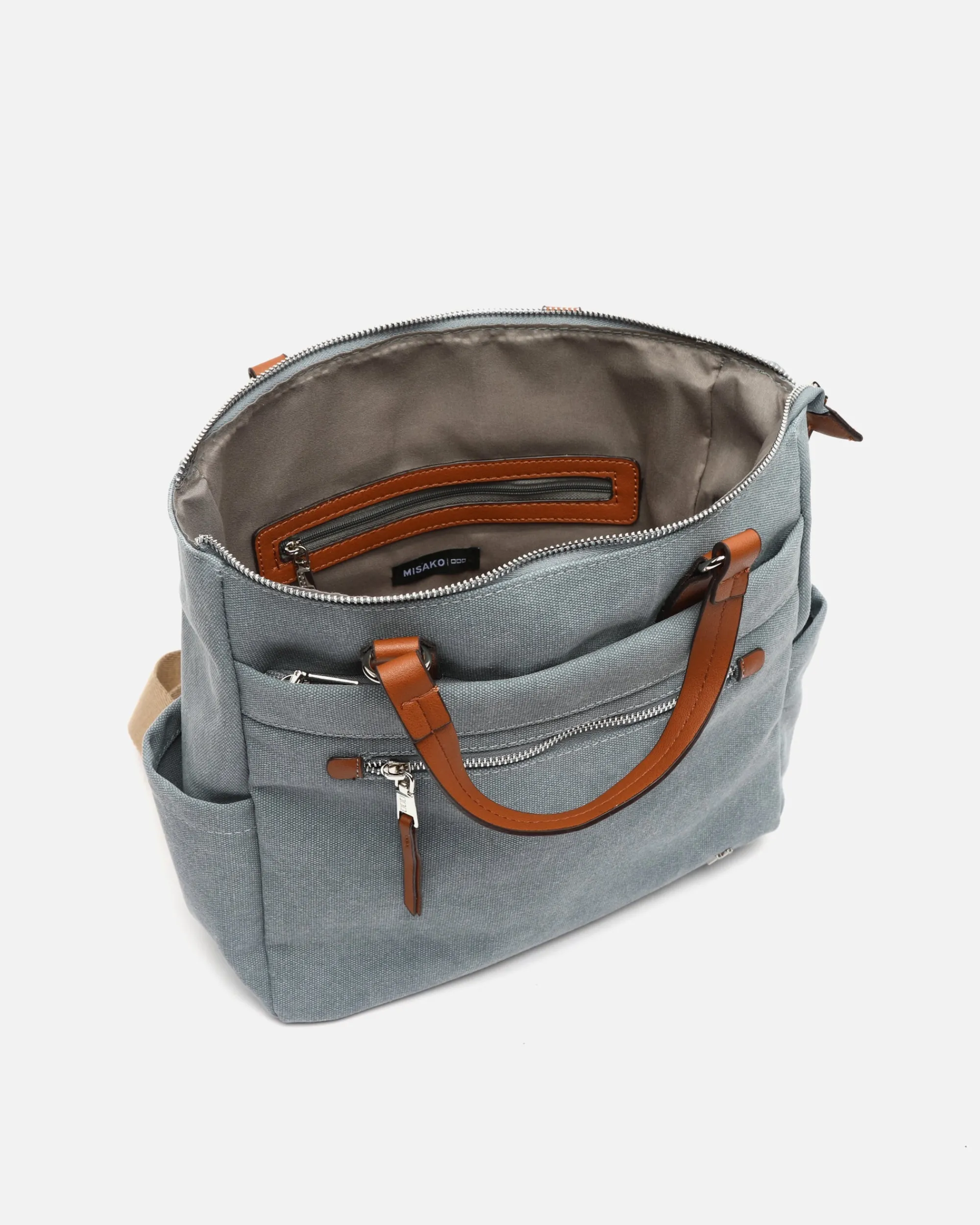 Misako Mochila de tela con asa de mano