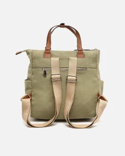 Misako Mochila de tela con asa de mano