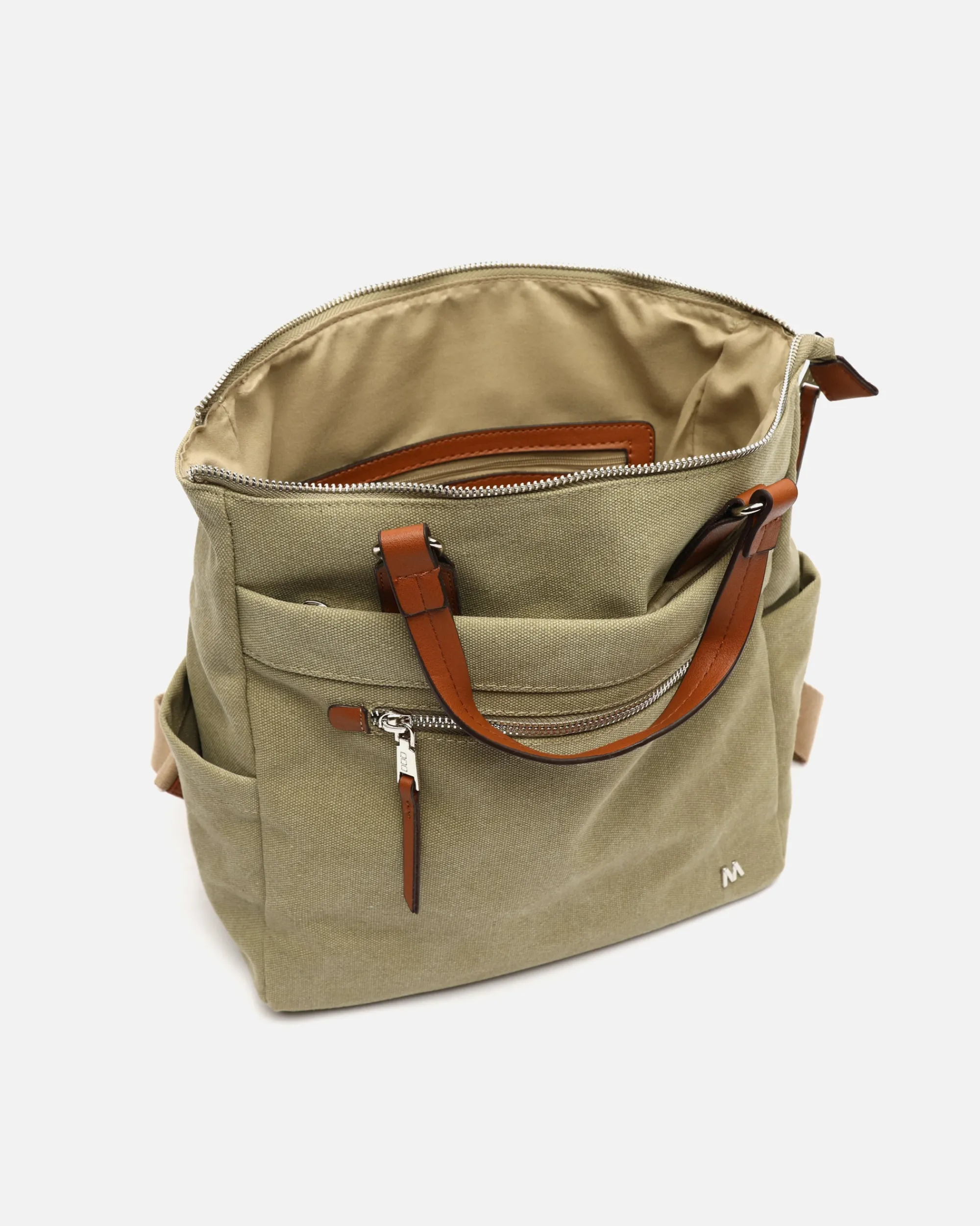Misako Mochila de tela con asa de mano