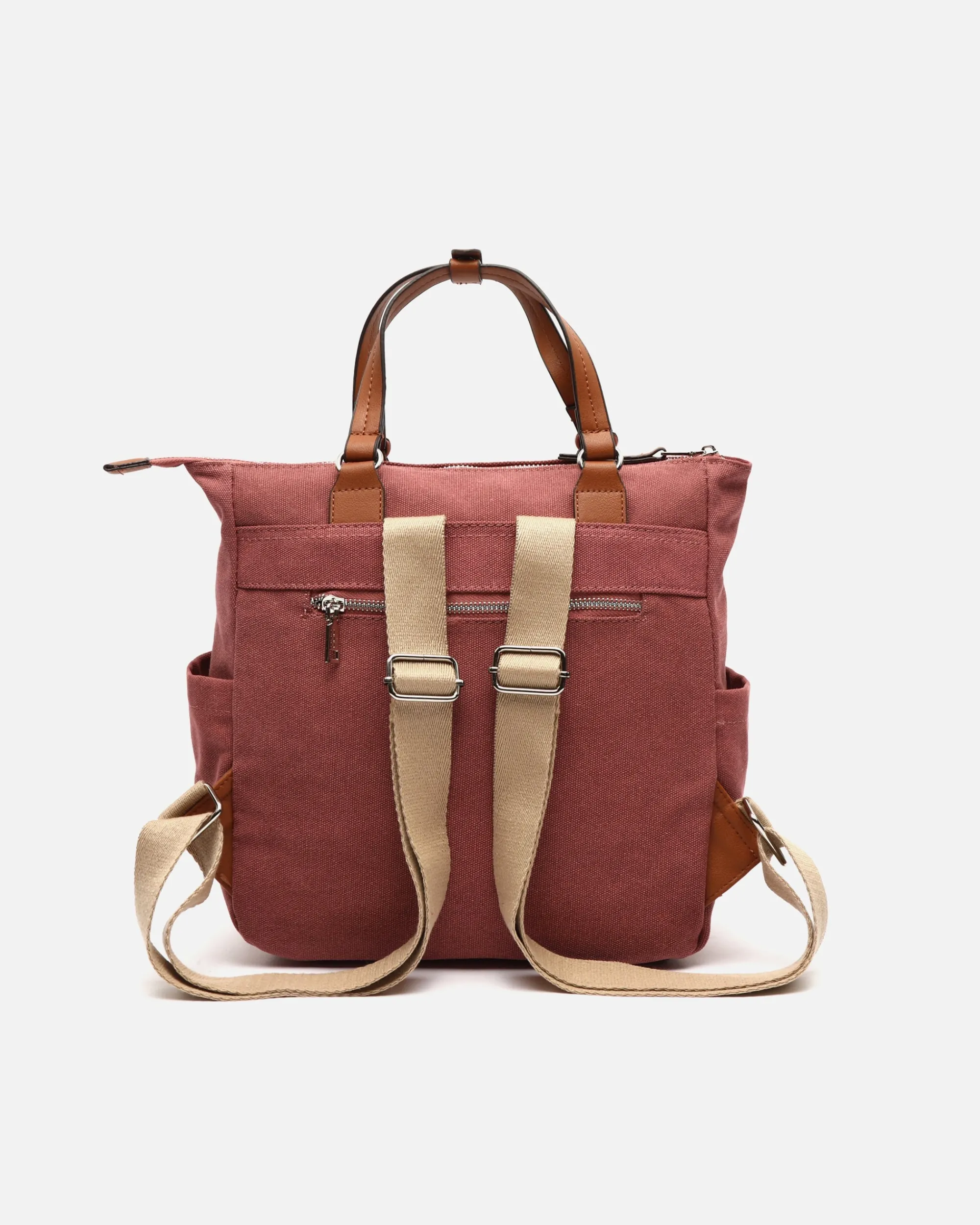 Misako Mochila de tela con asa de mano