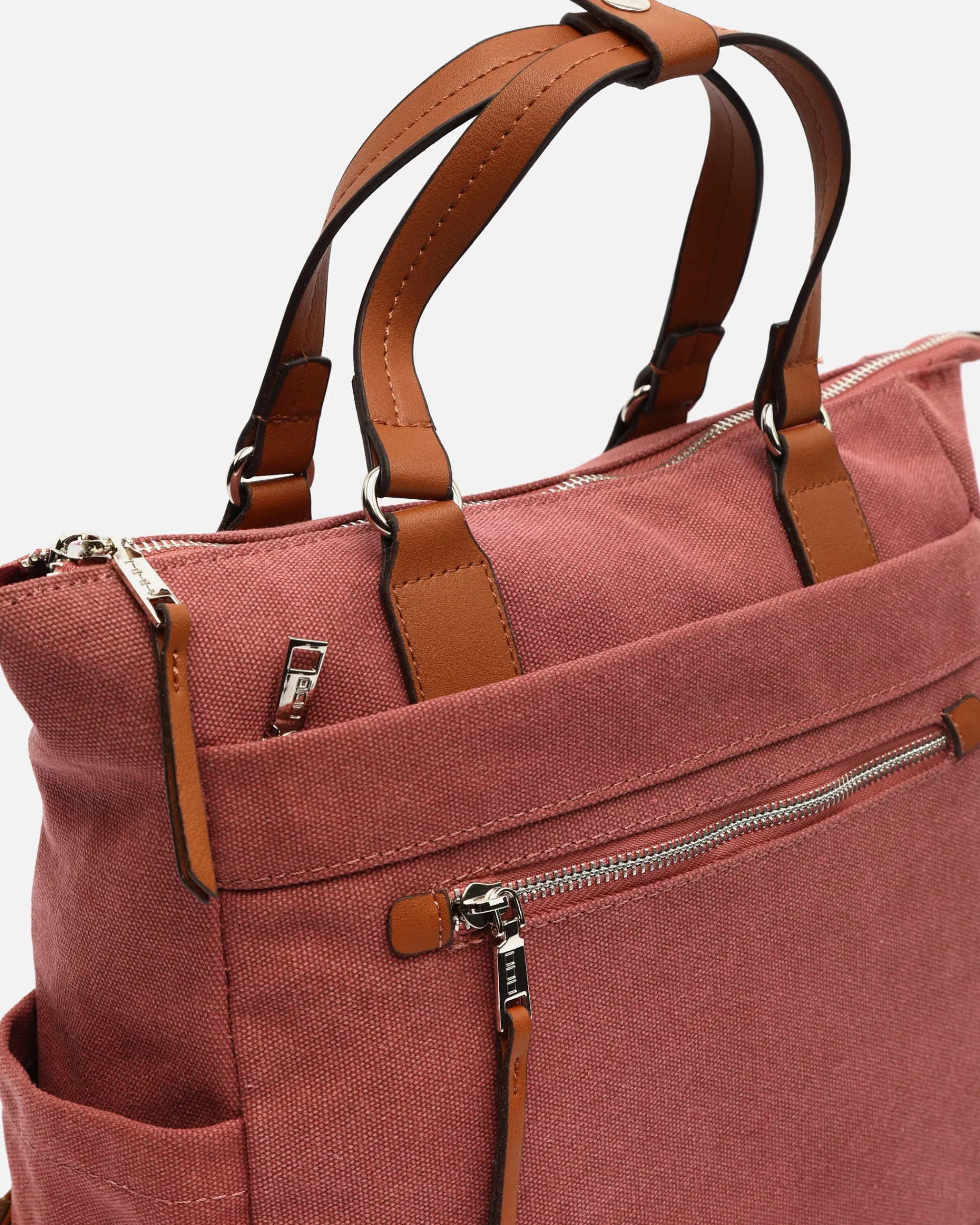 Misako Mochila de tela con asa de mano