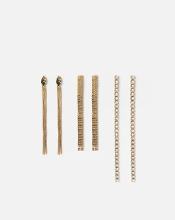 Misako Pack de pendientes largos con strass