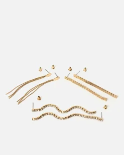 Misako Pack de pendientes largos con strass