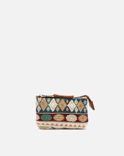 Misako Portamonedas con cierre de cremallera y estampado jacquard