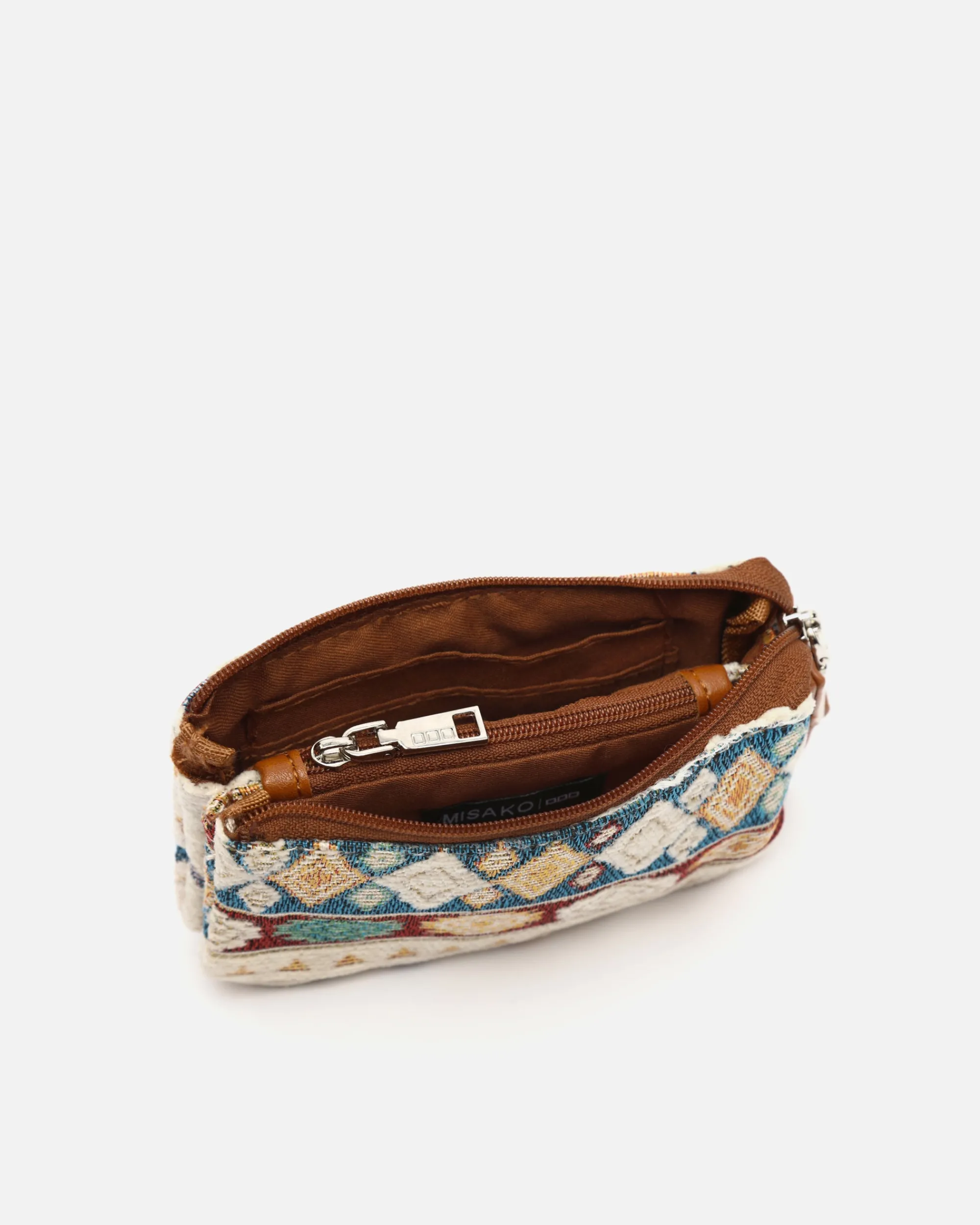 Misako Portamonedas con cierre de cremallera y estampado jacquard